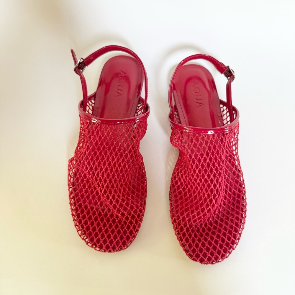 Aqua Red Mesh Slingback Sandals